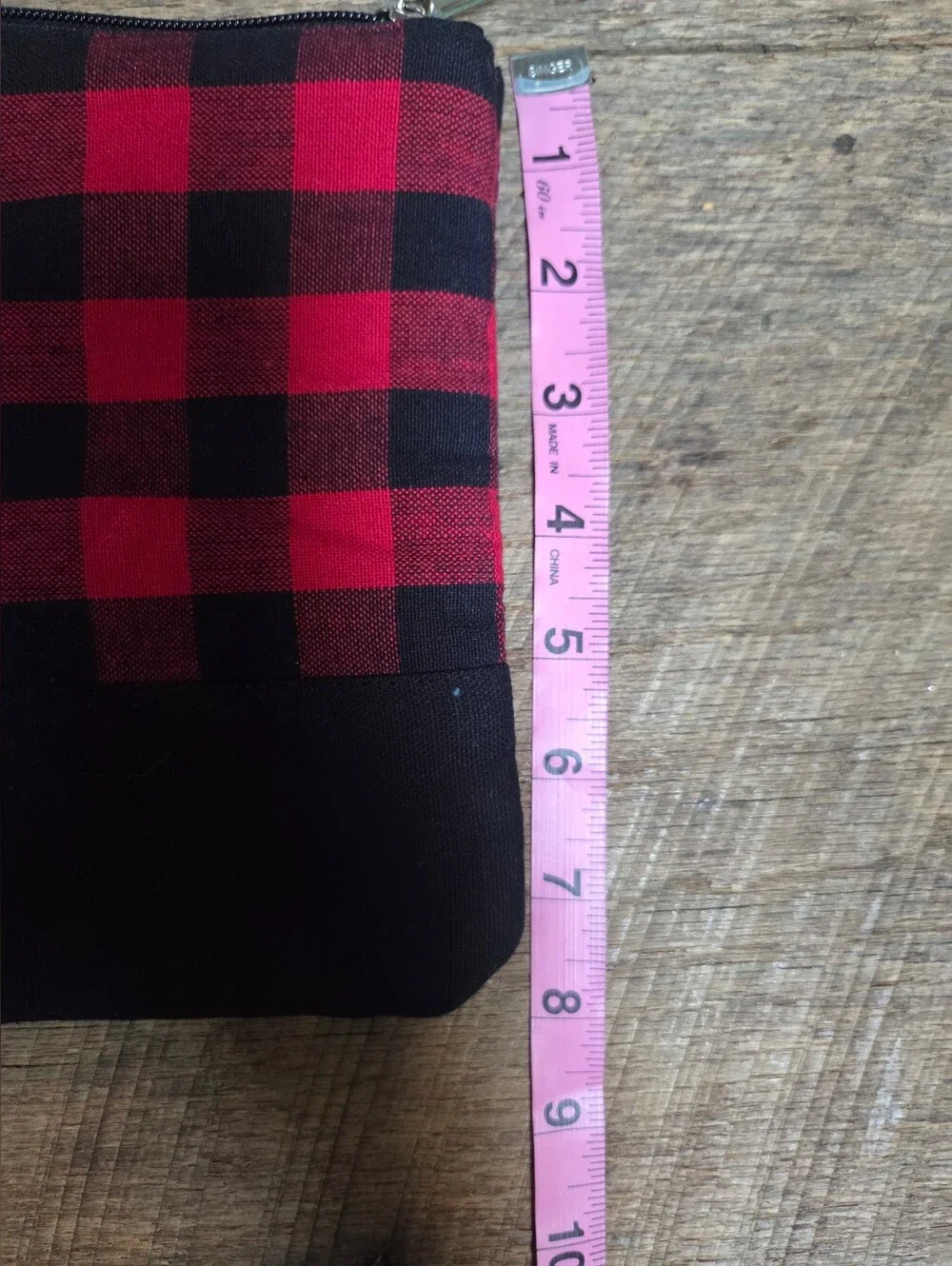 NWT Buffalo Check Monogram Pouch - Red/Black - Monogram K - Makeup ~ Bin TT